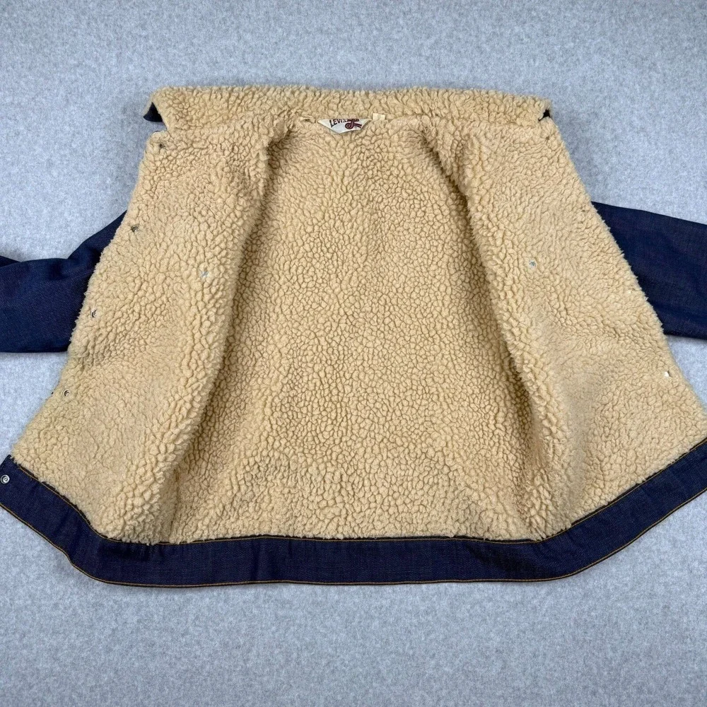 Vintage Levis Jacket Womens‎ Medium Blue Denim 70s Orange Tab Big E Trucker USA